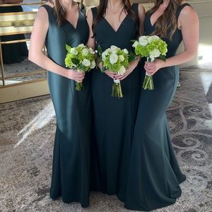 AMSALE bella bridesmaids dress Fabric: Crepe; Color: Hunter